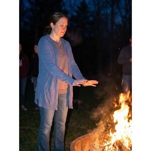 Cynthia Rowley Open Front Hooded Cardigan. 100% Linen.  Size L.
